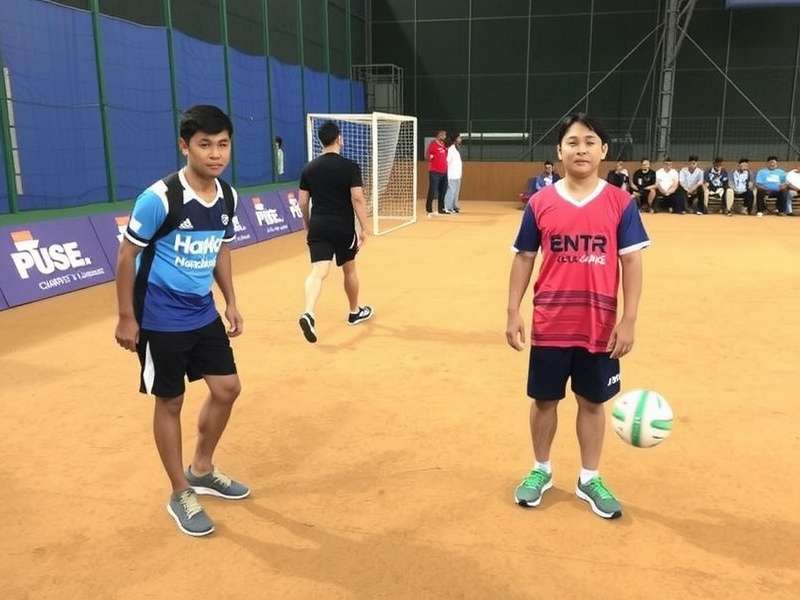 Indian players discussing strategies in Pune Handball Champs Player community event